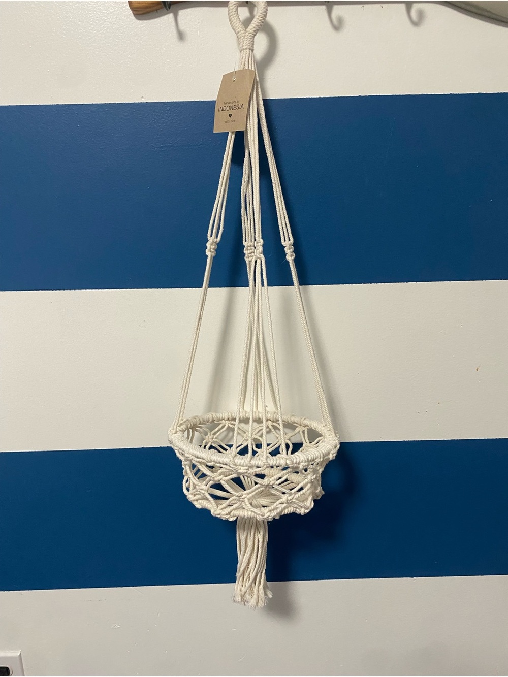 Boho Macramé Hanging Planter - Cream